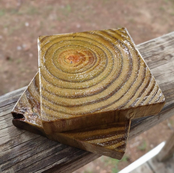 Rustic Wood Coasters (Handmade) Set of 4 - Picture 4 of 5